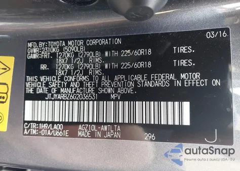 2016 Lexus Nx 200T z USA, uszkodzony, nr VIN JTJYARBZ6G2036531